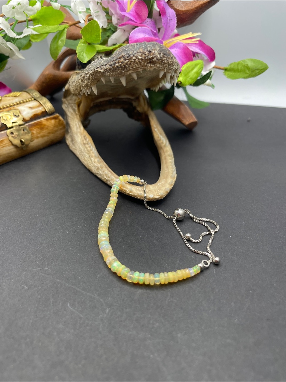 SJ Ethiopian opal 925 adjustable bracelet